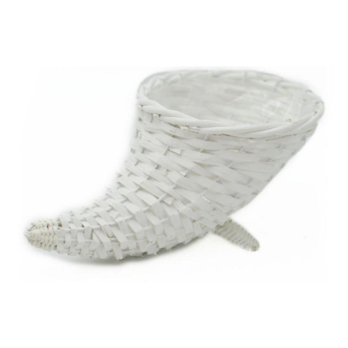 Portavaso in vimini bianco cornucopia 1pezzo cmø18h14