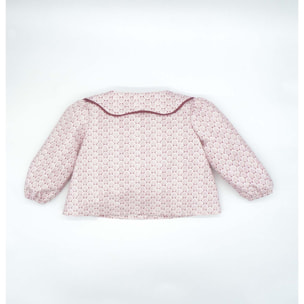 Camisa estampada hojas malva con cuello volante