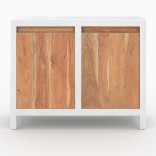 Petit buffet en béton blanc cassé et bois d'acacia - Tierra