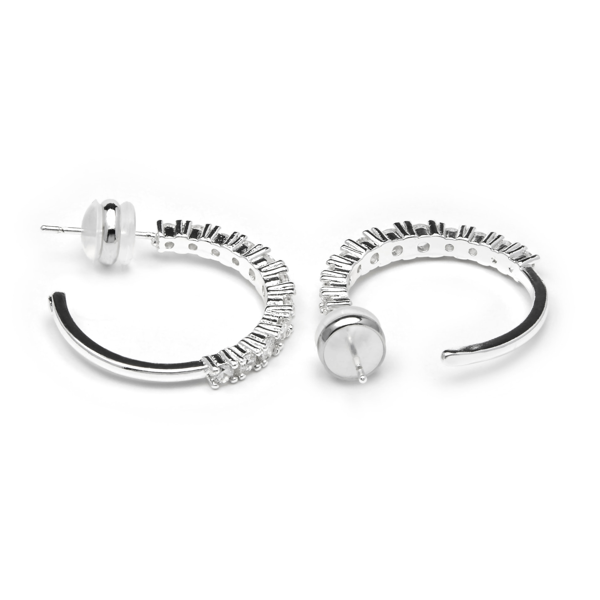 Pendientes de 24mm de diámetro acabado plata y Circonita Brillante