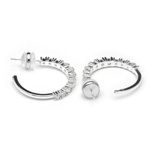 Pendientes de 24mm de diámetro acabado plata y Circonita Brillante