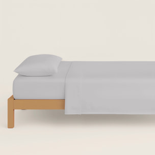 Naturals - Funda Nórdica Lisa - Cierre con botones - 100% Algodón - Incluye 1/2 Fundas de Almohada - Gris Pálido