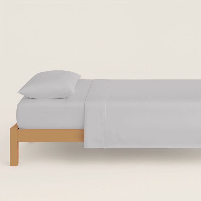 Naturals - Funda Nórdica Lisa - Cierre con botones - 100% Algodón - Incluye 1/2 Fundas de Almohada - Gris Pálido