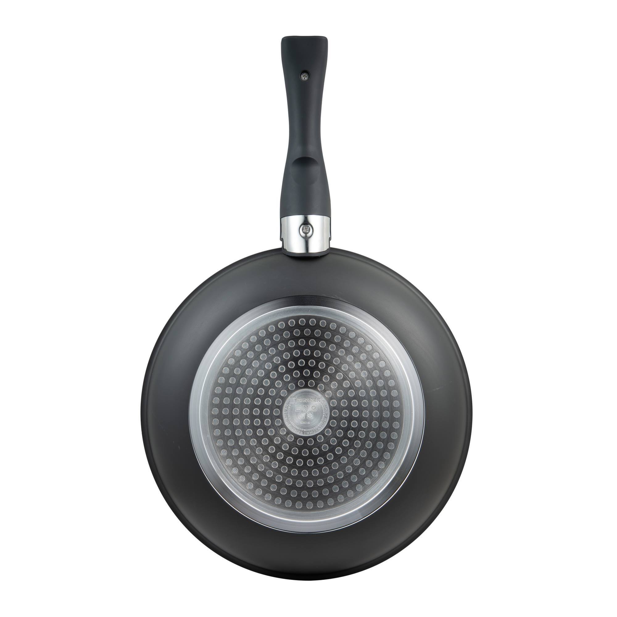 Set de 4 Sartenes Heat Dot Ø22Ø24Ø26Ø28cm en Aluminio prensado Negro + 2 Mangos extraíbles Click&Cook Bergner