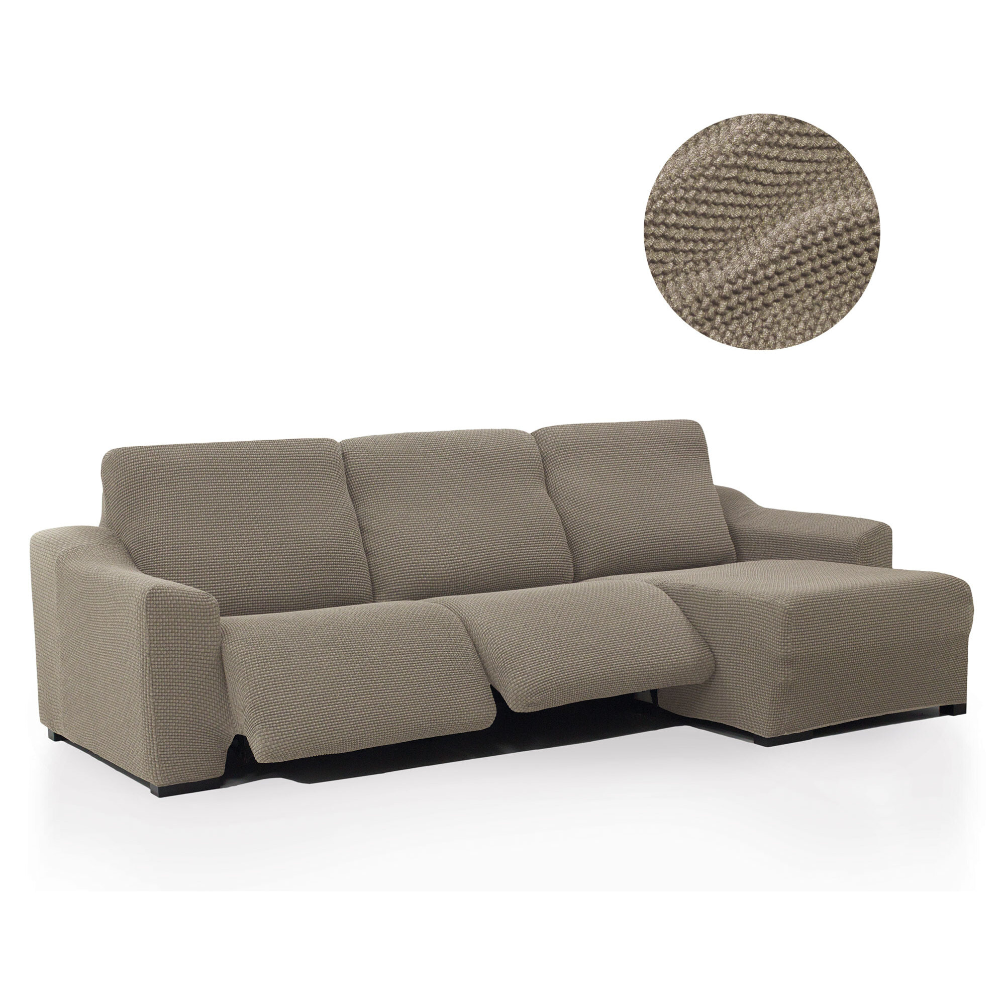 Funda para Chaise Longue derecho (visto de frente ) brazo corto SÚPER ELÁSTICA con RELAX modelo HELENA