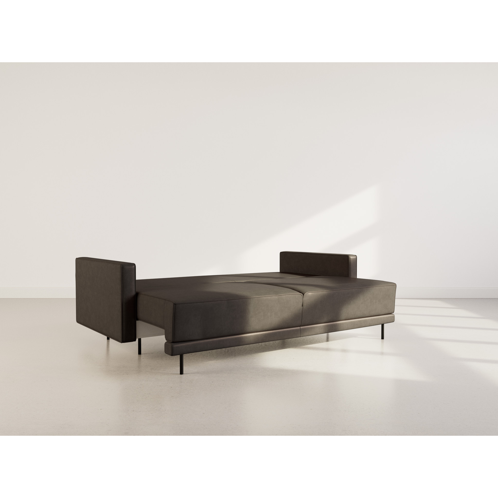 Charlie - Canapé droit 3 places convertible avec coffre en simili - Noir