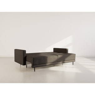 Charlie - Canapé droit 3 places convertible avec coffre en simili - Noir