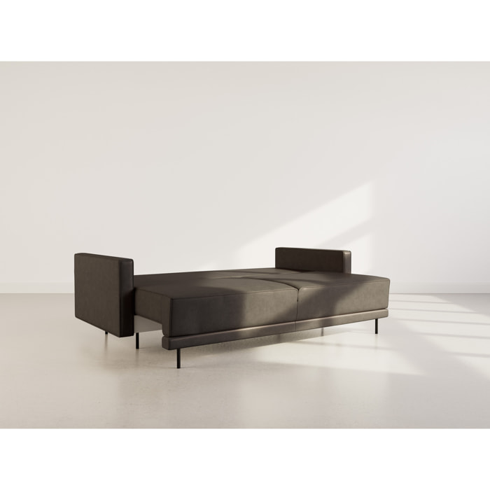 Charlie - Canapé droit 3 places convertible avec coffre en simili - Noir