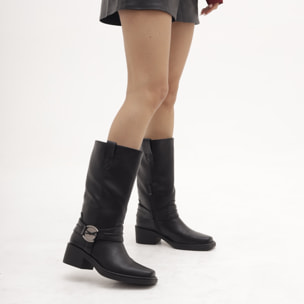 STIVALE TEXANO CINTURINO CAVIGLIA NERO