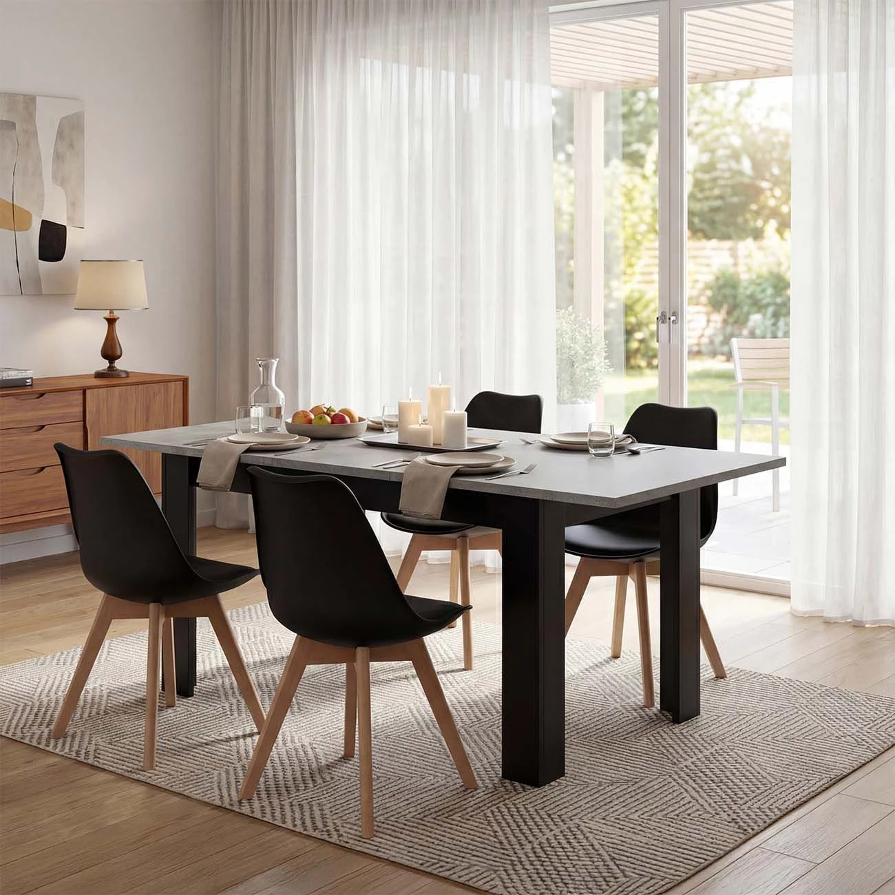 Pack 4 sillas de comedor en negro 83x39,5 cm Beench Negro