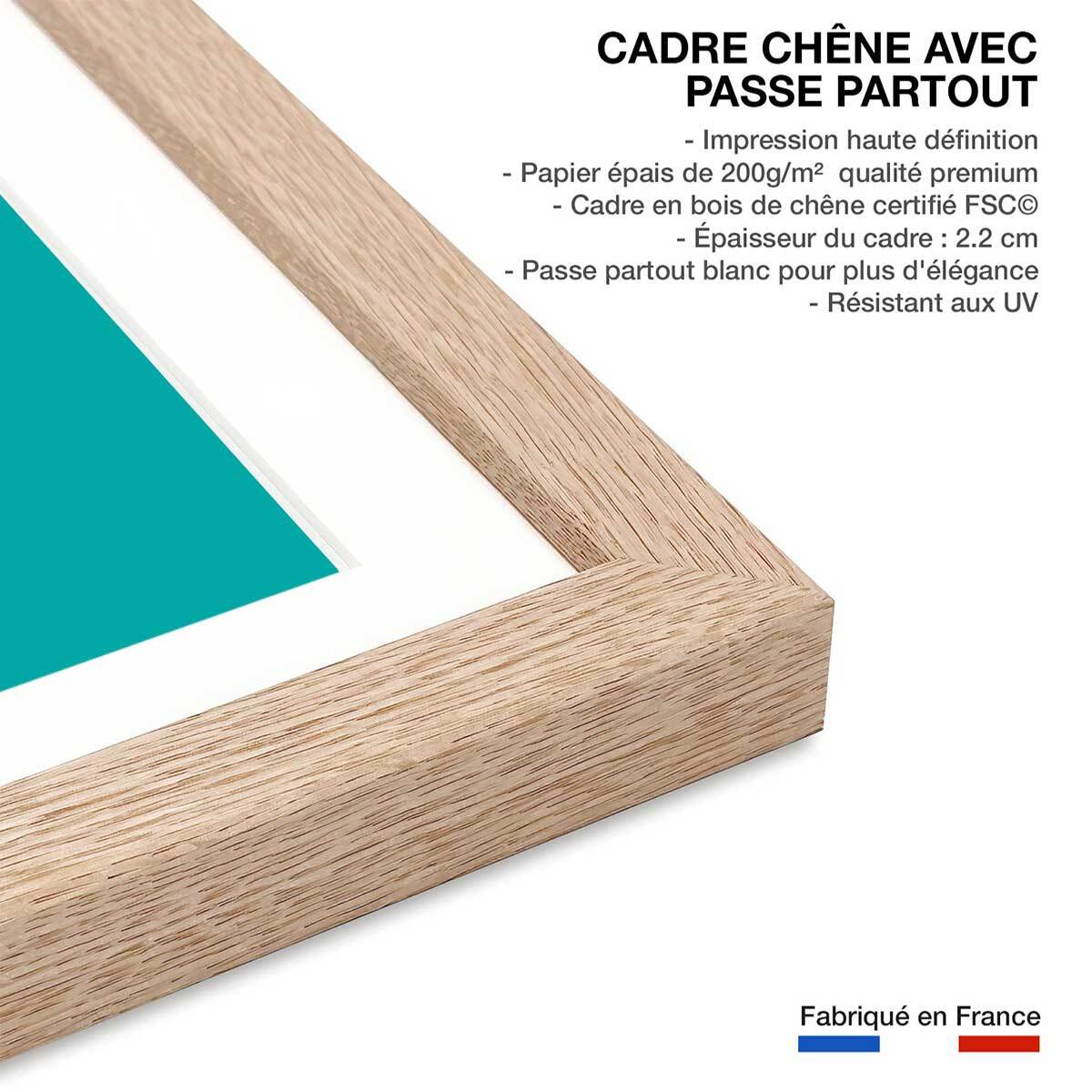 Affiche enfant calin ami ennemi  Affiche + cadre en bois - Chêne