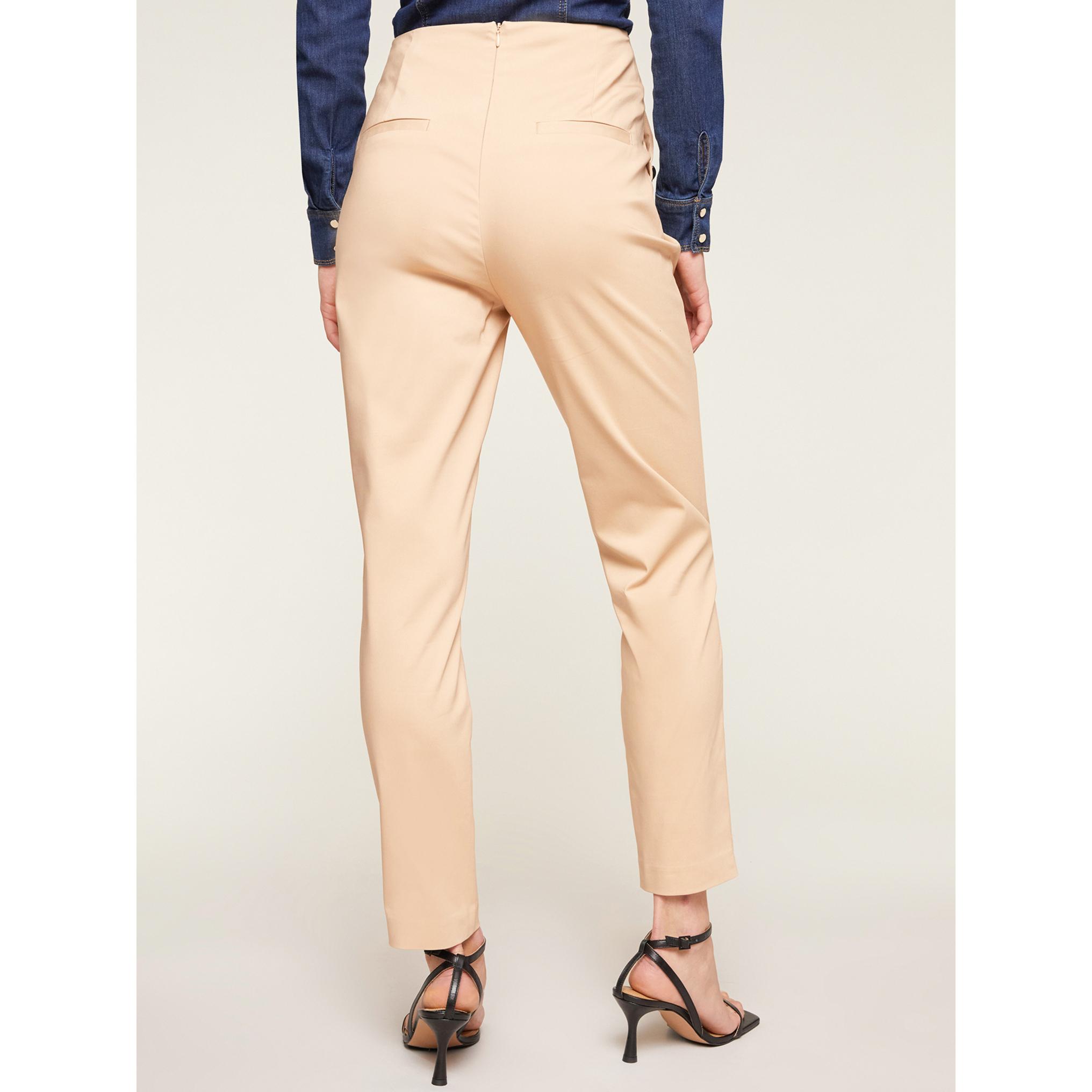 Motivi - Pantalones skinny con detalle lateral de botones - Beige