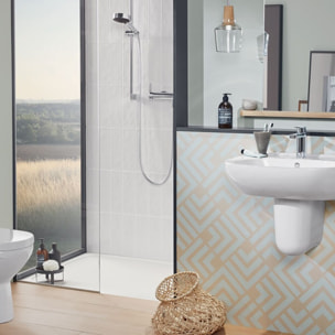 Receveur de douche antidérapant 100 x 100 Lifetime Plus Cerasoft céramique blanc + Bonde blanc