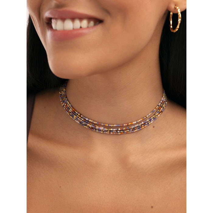 Choker Crystals Cleopatra Acero Baño Oro