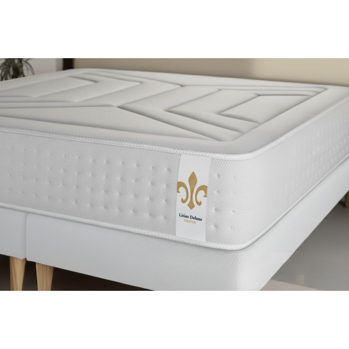 Ensemble Matelas Vingt-Quatre - 24cm - Ressorts ensachés et mémoire de forme - Confort d'exception - Sommier Tapissier Gris