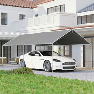 Carpa Garaje para Coche 3x6 m, Cochera Exterior Portátil con Marco de Acero Galvanizado, Impermeable, Anti-UV, Pabellón Gazebo de Jardín con Accesorios, para Eventos, Fiestas, Gris