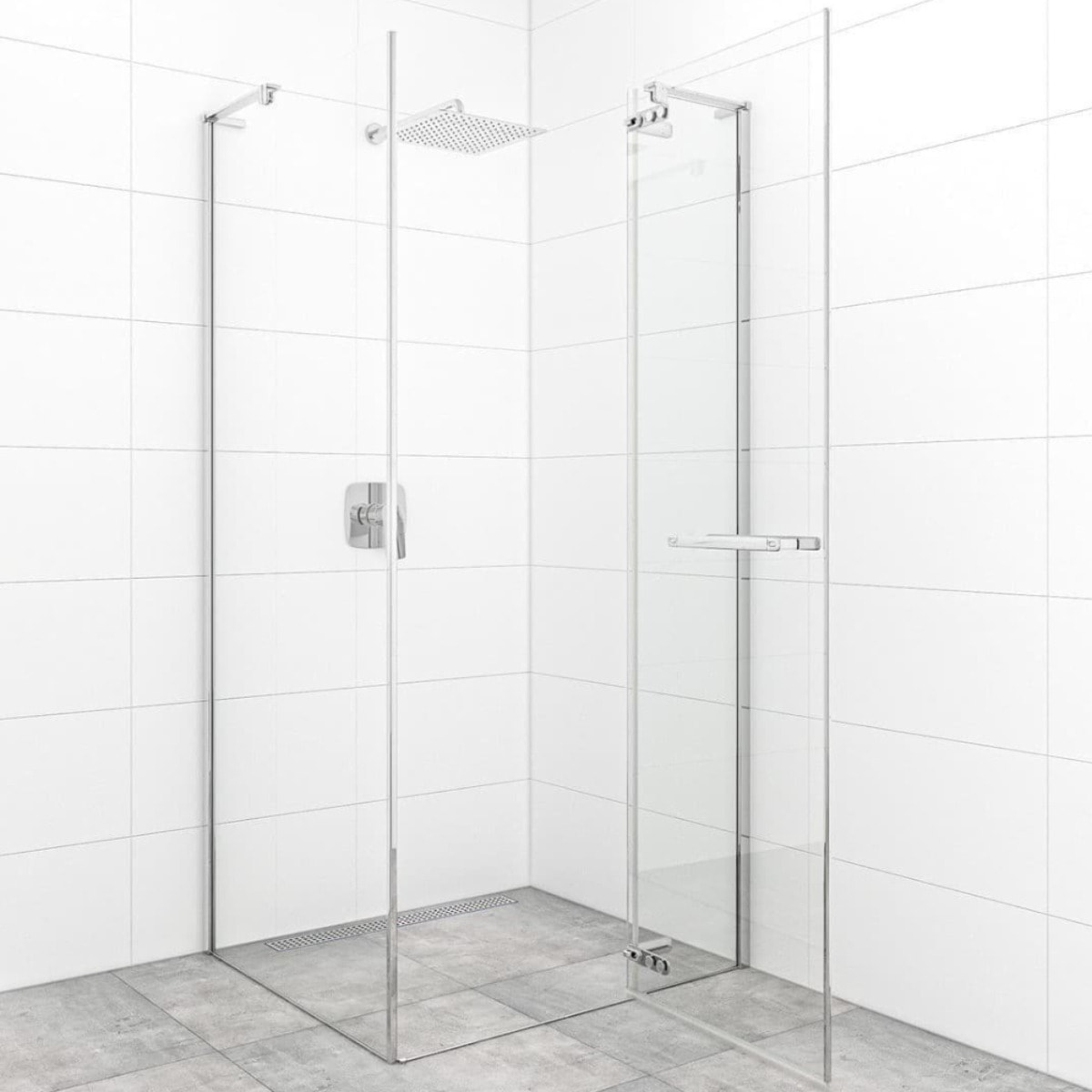TGD New 80x80 cm paroi latérale fixe pour porte de douche, verre transparent anticalcaire EasyClean (SATTGDNSTENA80CRT)