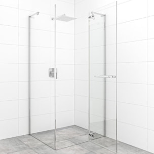 TGD New 80x80 cm paroi latérale fixe pour porte de douche, verre transparent anticalcaire EasyClean (SATTGDNSTENA80CRT)