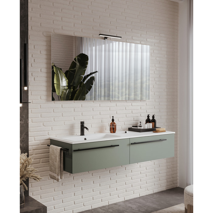 MOBILE DA BAGNO RIFLESSO 140 DOPPIA CASSETTIERA VERDE SALVIA - 6 PEZZI