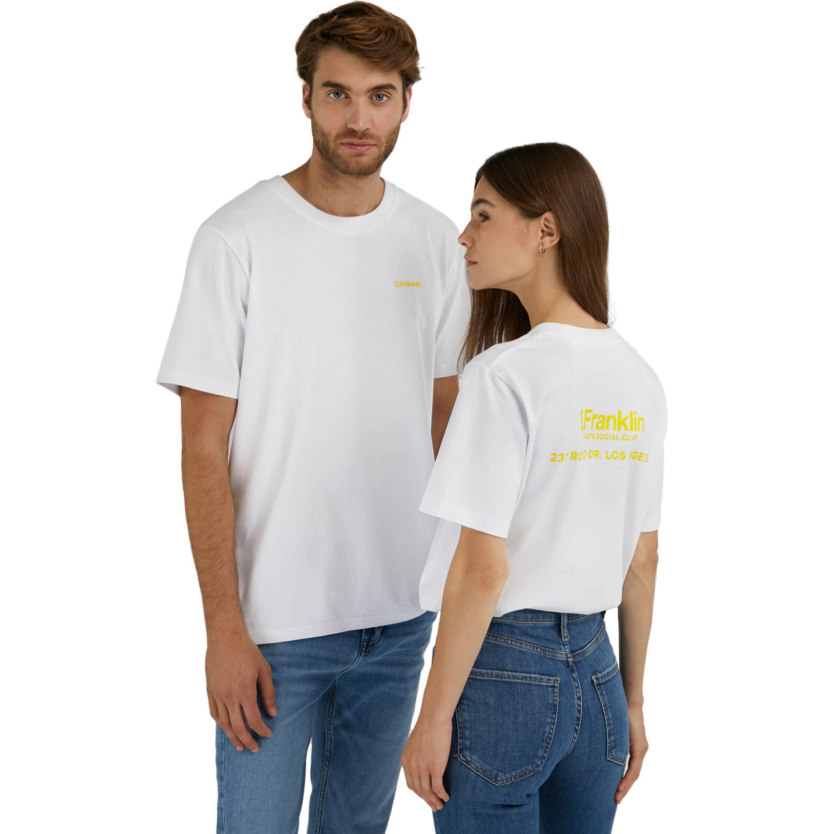 Camiseta Básica Unisex Social Club T-Shirt Blanco / Amarillo D.Franklin