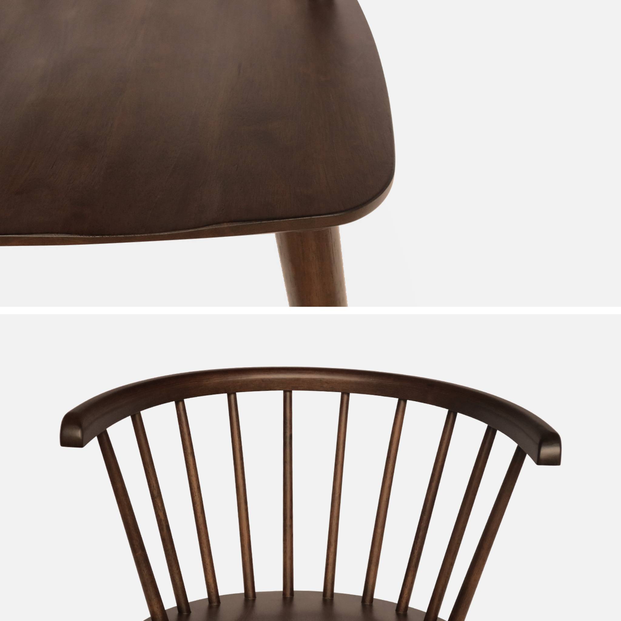 Lot de 2 chaises noyer à barreaux en bois et contreplaqué. Paula. L 51 x P 53 x H 75cm