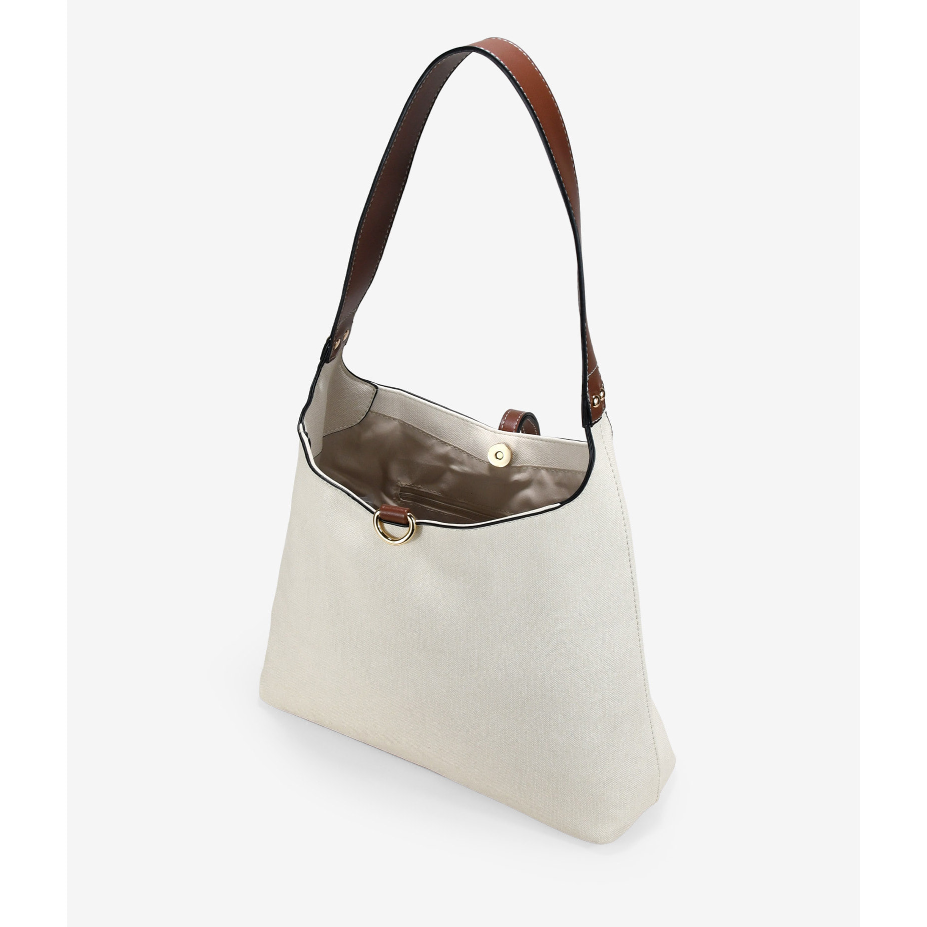 Bolso de hombro beige efecto rafia