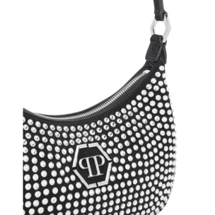 PHILIPP PLEIN Suede Shoulder Bag All-Over Strass