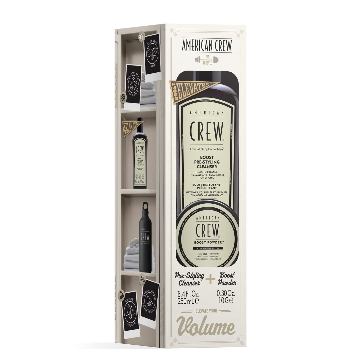 Crew Styling - Coffret Shampoing Pré-Coiffant Boost 250 ml + Boost Powder 7g