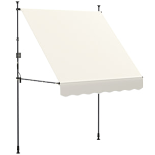 Toldo Manual Retráctil 2x1,2 m Toldo Exterior Terraza Enrollable Altura Ajustable con Manivela 210-310 cm Protección UV30+ Sin Taladro para Jardín Balcón Patio Crema
