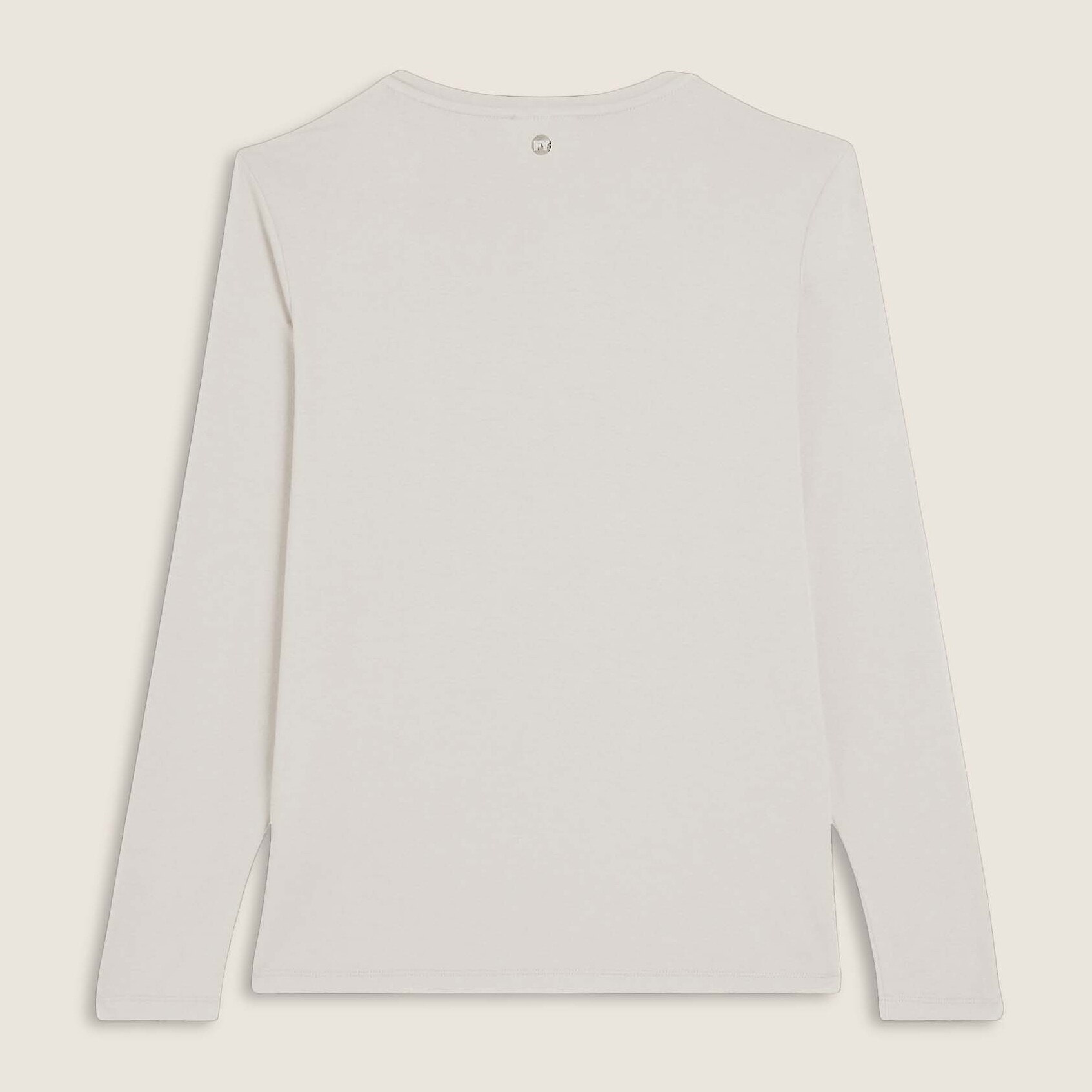 T-shirt donna manica lunga con scritta e strass