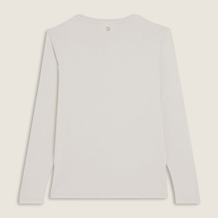 T-shirt donna manica lunga con scritta e strass