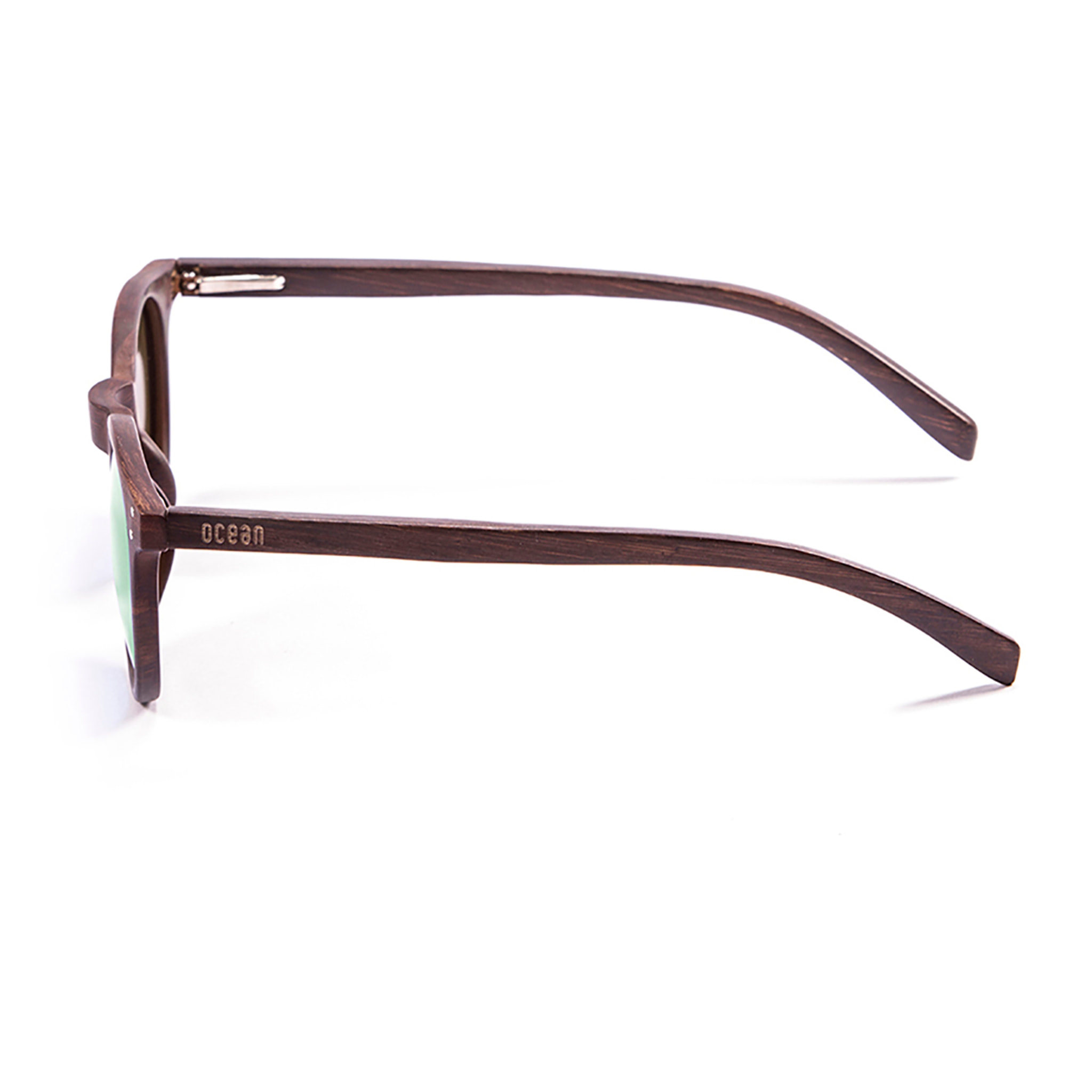 Gafas de sol OCEAN LIZARD WOOD - De brazo oscuro de bambú con montura marrón oscuro y / Revo verde