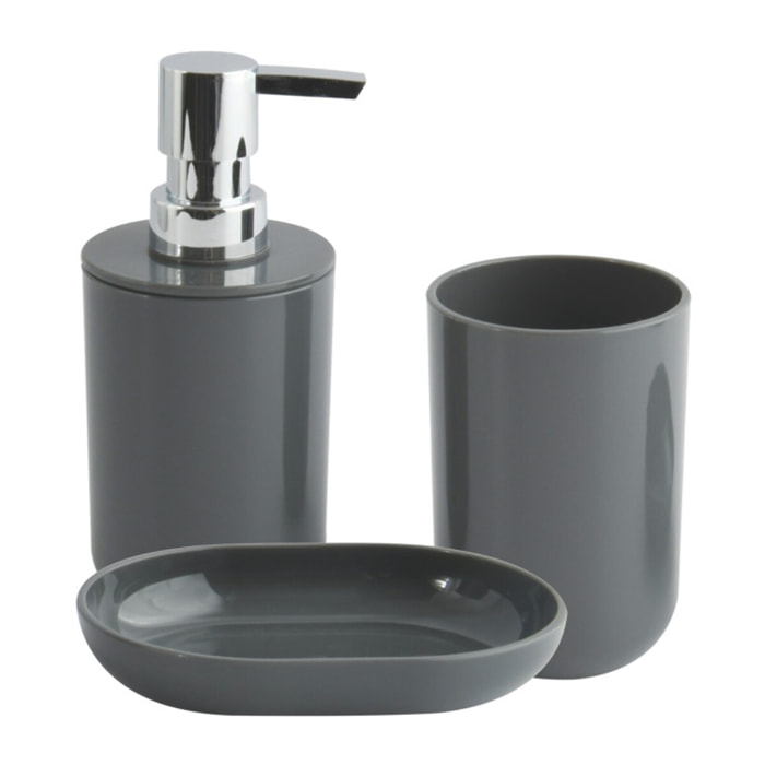 Lot de 3 accessoires de salle de bain INAGUA Gris foncé MSV