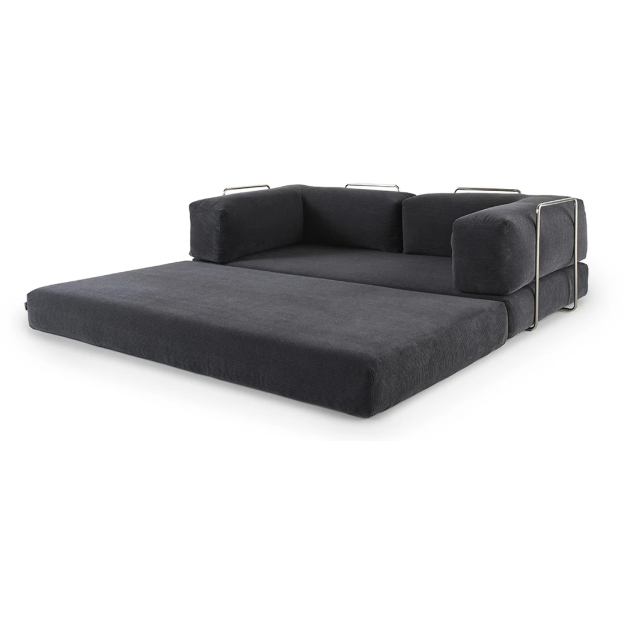 TRENDY - Canapé compressé 3 places modulable en velours côtelé anthracite