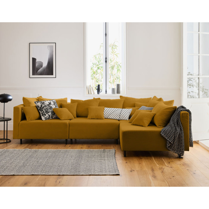Edinburg - module d'assise sans accoudoirs - en velours côtelé - Jaune