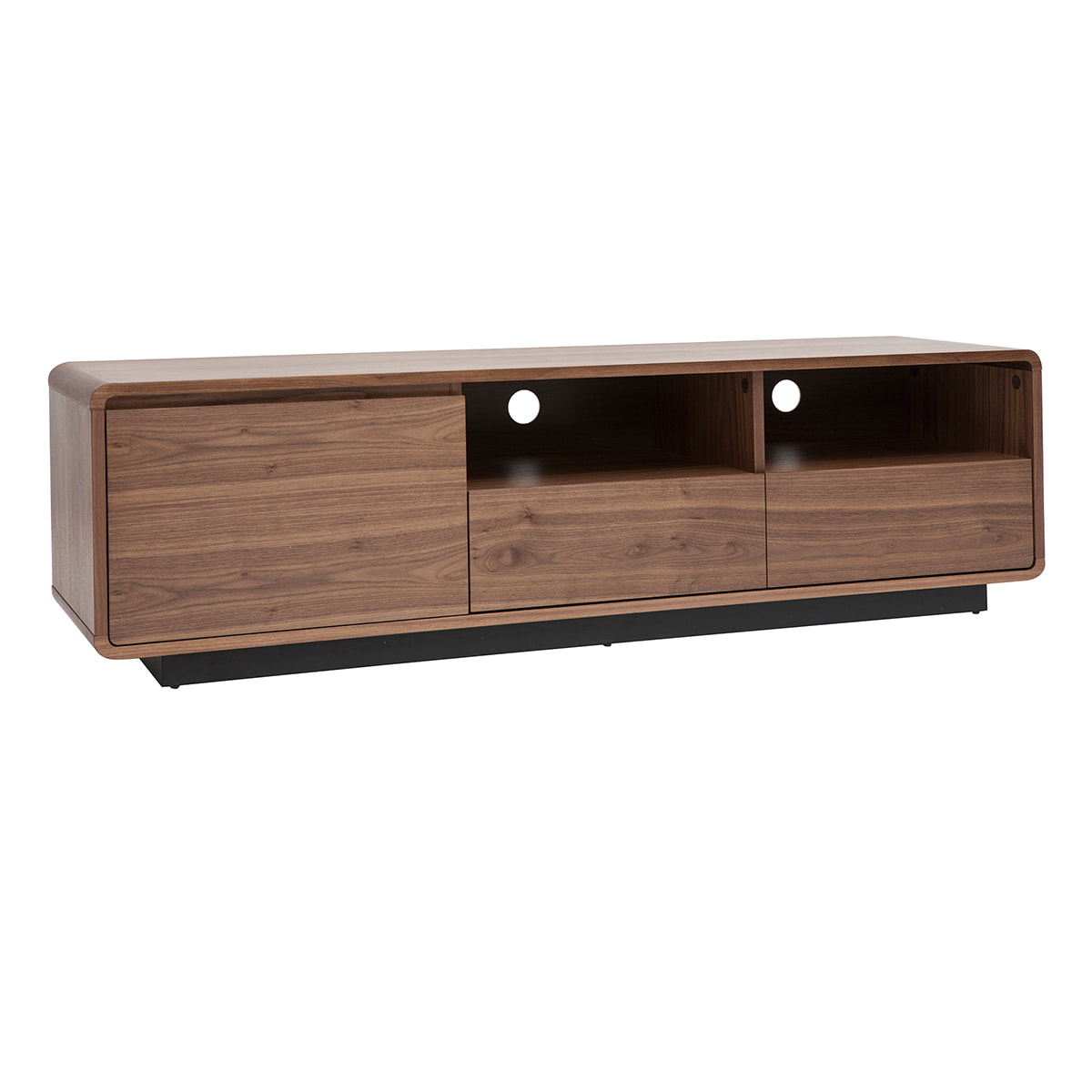 Meuble TV vintage en bois foncé noyer et métal noir L160 cm JAKO