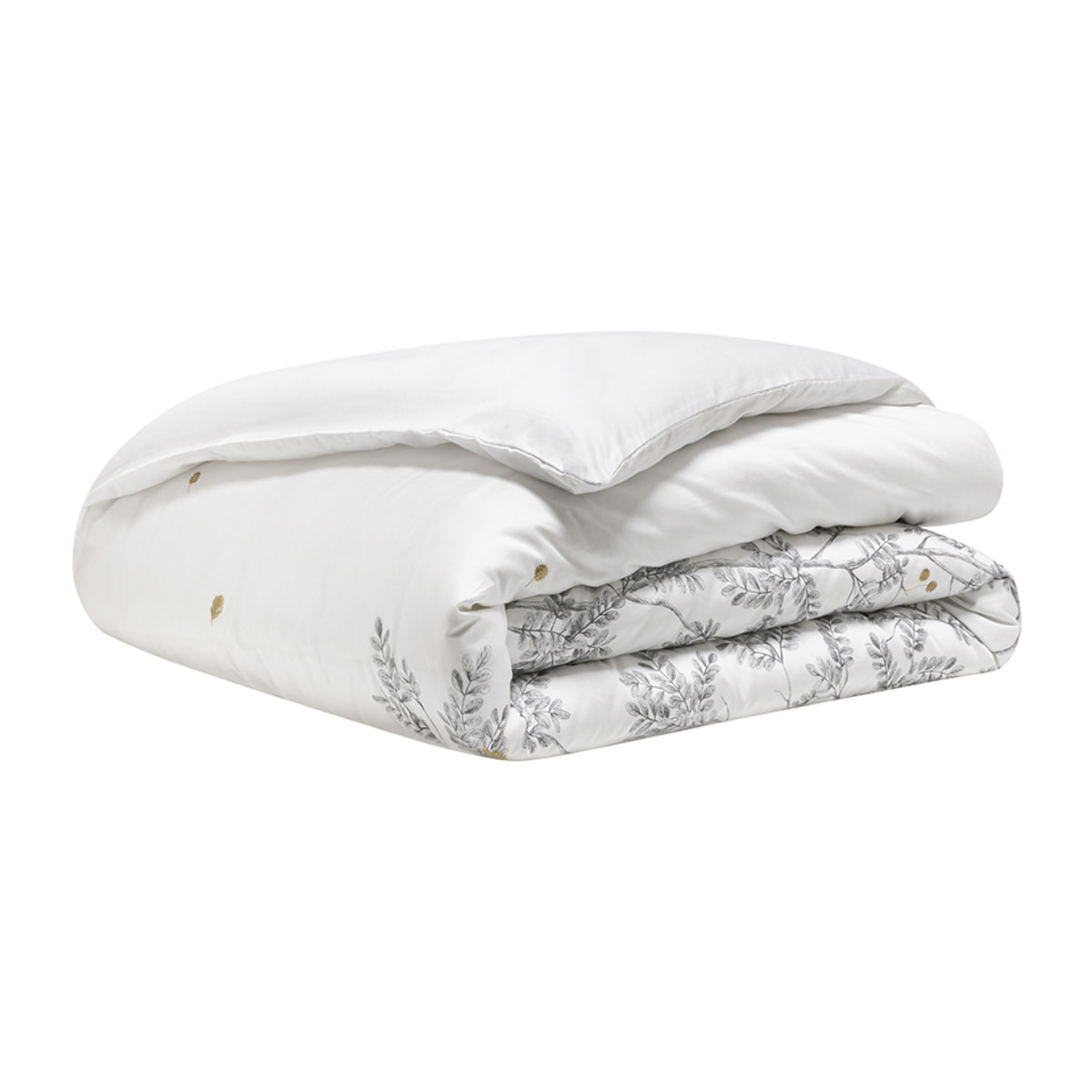 Housse de couette imprimée en satin de coton bio, SAISON, Noir et blanc