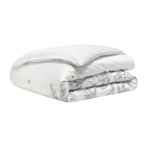 Housse de couette imprimée en satin de coton bio, SAISON, Noir et blanc