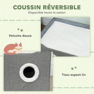 Panier niche grattoir chat 3 en 1 pliable gris