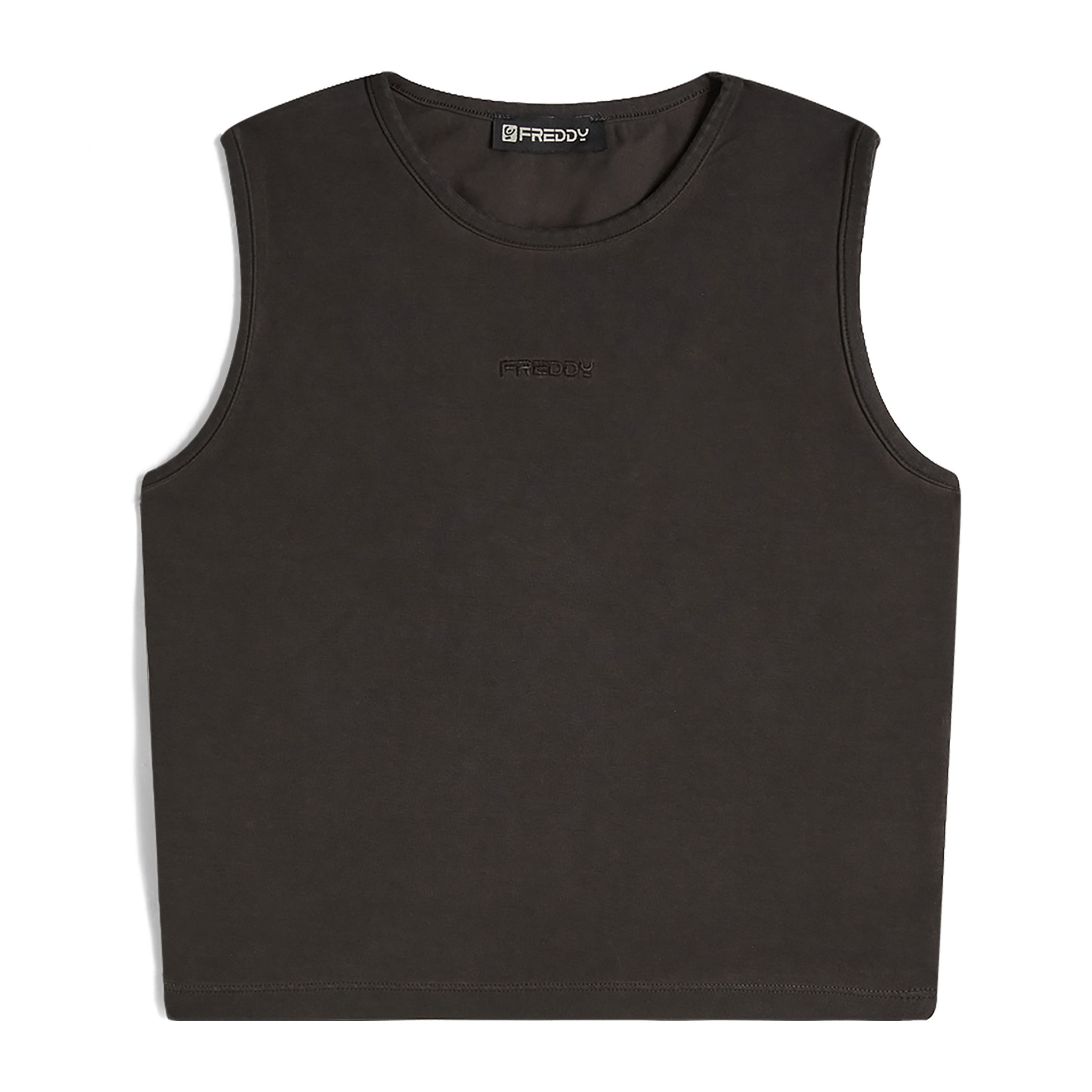 Crop top slim fit in tessuto jersey effetto vissuto