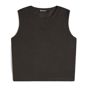Crop top slim fit in tessuto jersey effetto vissuto