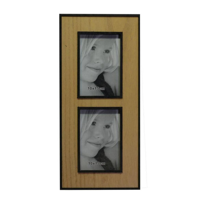 Portafoto da muro in legno Budapest multiplo 2 foto rettangolare cm40,5x18,5x1,5