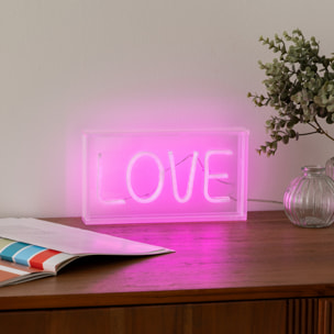 Tube néon à poser led "Love" rose L 23cm