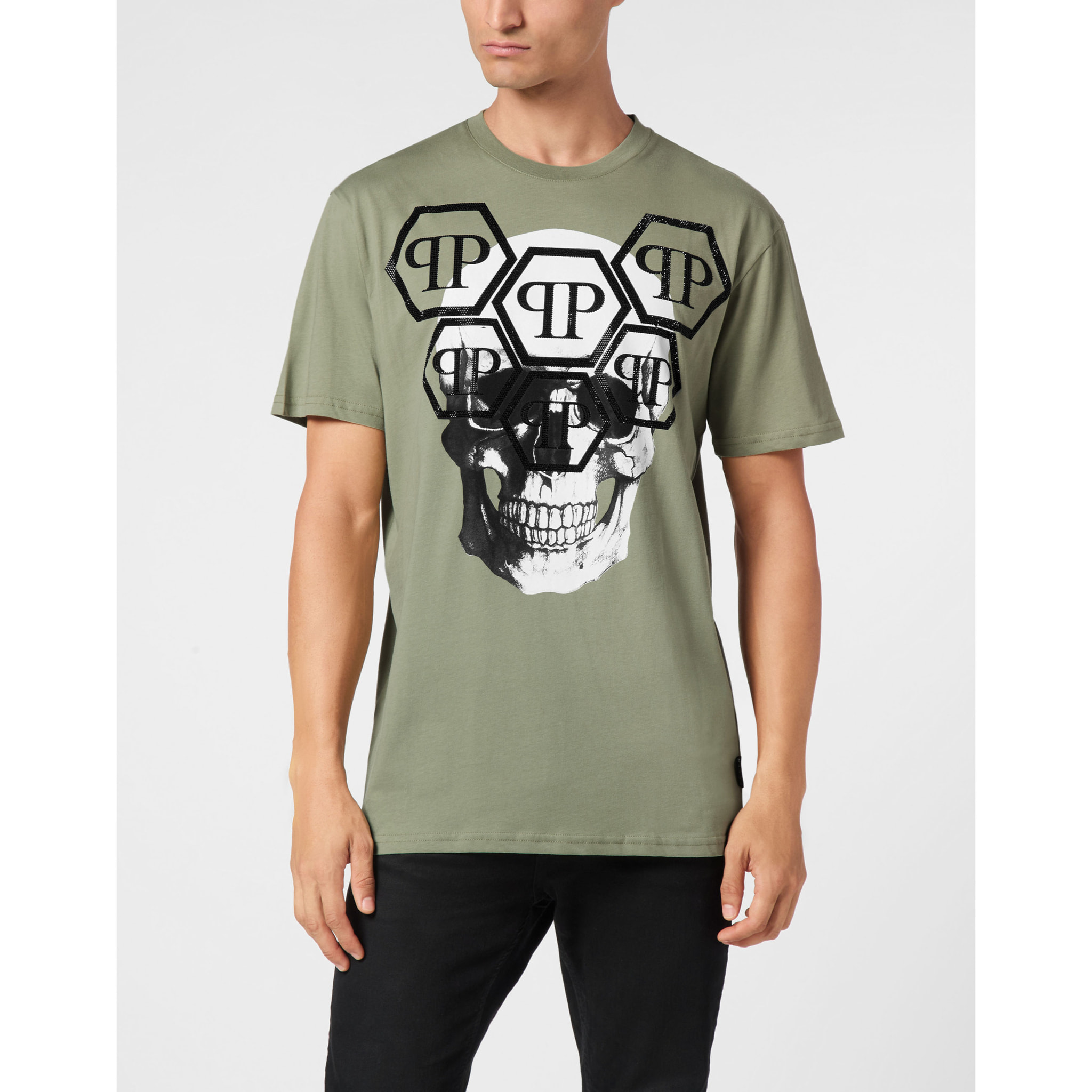 PHILIPP PLEIN Camiseta de cuello redondo y manga corta SKULL