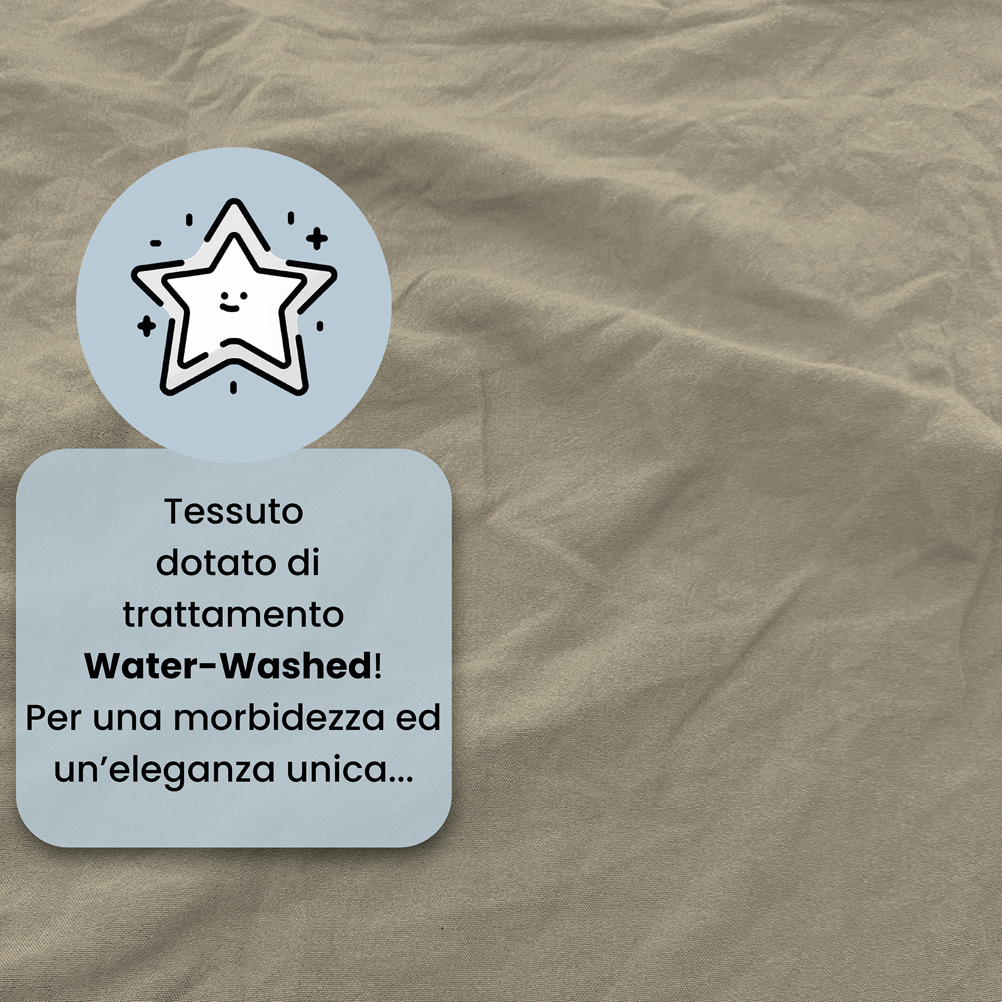 COMPLETO LETTO WATER WASHED, 100% Microfibra, No Stiro - SABBIA