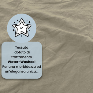 COMPLETO LETTO WATER WASHED, 100% Microfibra, No Stiro - SABBIA