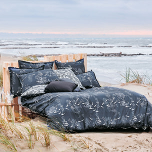 Housse de couette percale de coton imprimé bleu Ocean indien encre