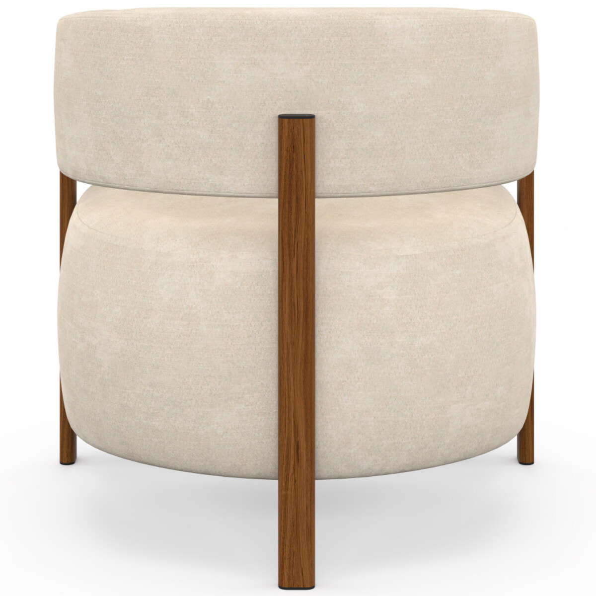 Fauteuil Albin tissu chenille beige et pieds noyer