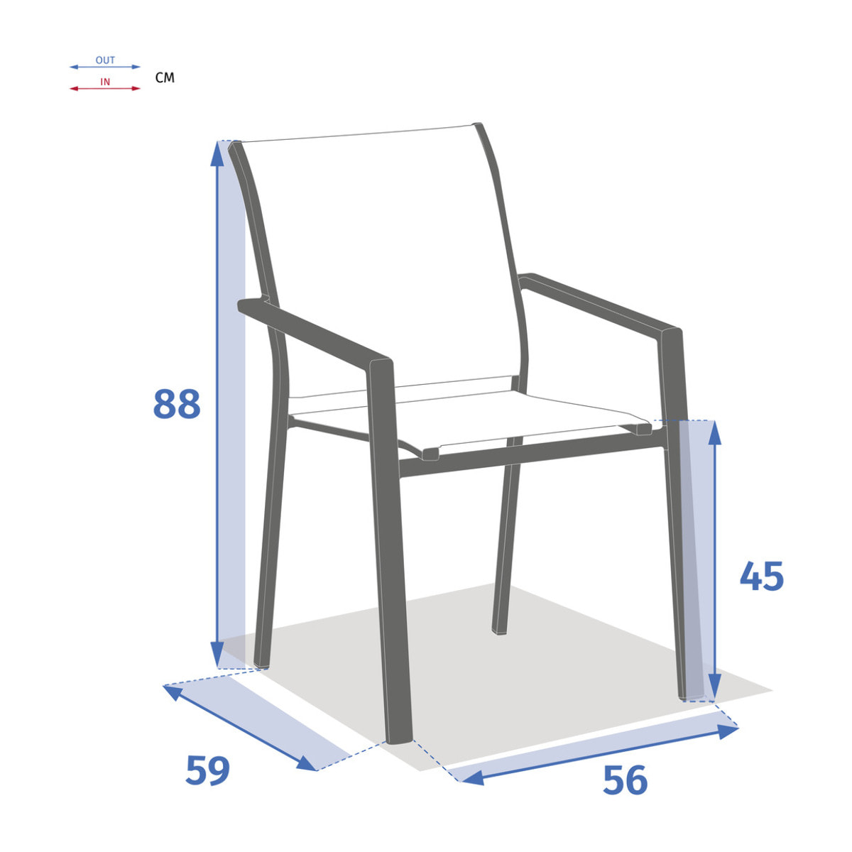 Fauteuil de jardin empilable "Essentia" lin & blanc en aluminium traité en epoxy