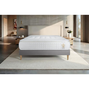 Ensemble Matelas Vingt-Quatre PLUS - 24cm - Ressorts ensachés et mémoire de forme - Confort hôtelier - Sommier kit Gris